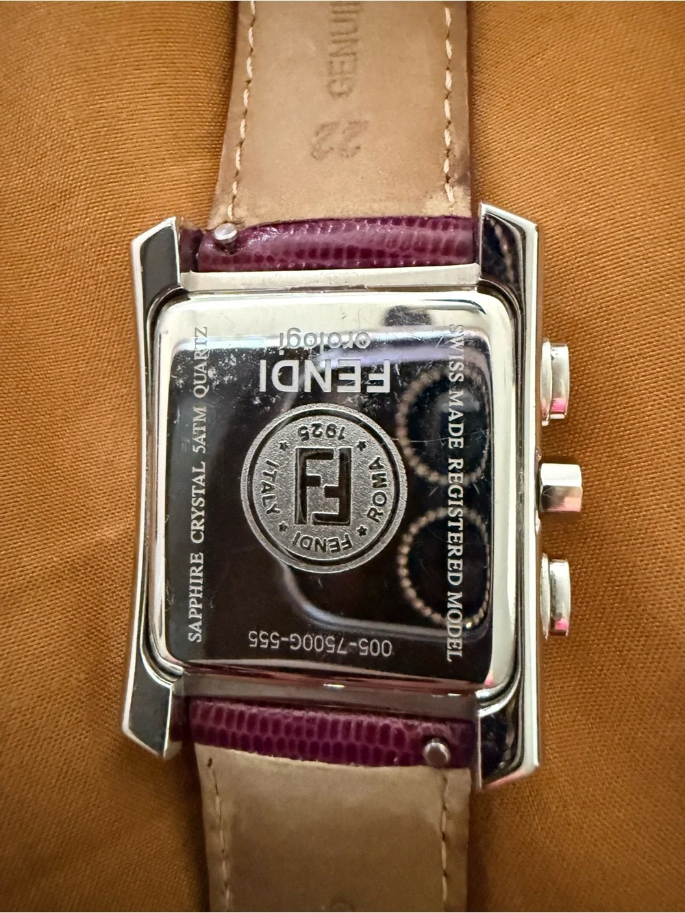 Fendi Purple Leather Strap Chronograph Watch with Amethyst and Citrine on Beze